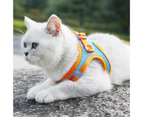 Traction Rope Reflective Breathable Nylon Pet Vest Dog Harness for Puppy-Orange+Blue XS