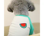 Pet Sweatershirt Fruit Pattern Printing Color Block Cotton Round Neck Dog Blouse Pullover for Daily Life-Green L