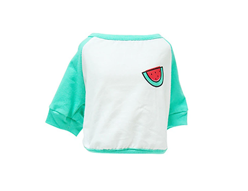 Pet Sweatershirt Fruit Pattern Printing Color Block Cotton Round Neck Dog Blouse Pullover for Daily Life-Green 2XL