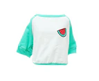 Pet Sweatershirt Fruit Pattern Printing Color Block Cotton Round Neck Dog Blouse Pullover for Daily Life-Green L