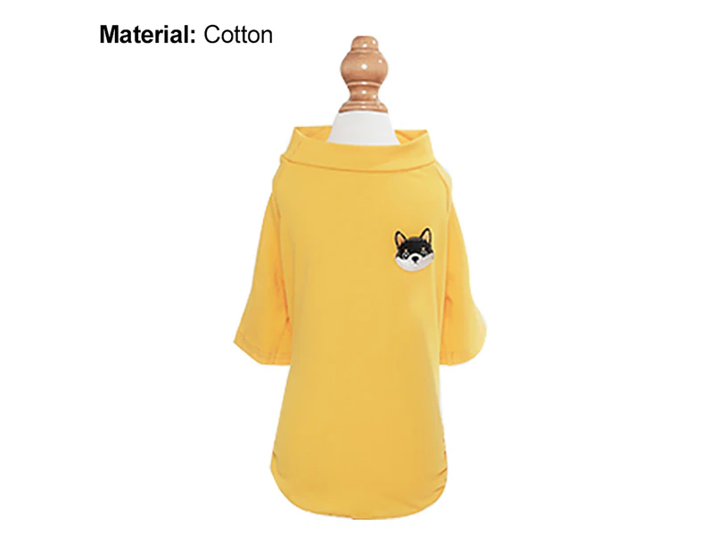 Dog Blouse Cartoon Animal Printing Two-legged Cotton Round Neck Pet T-Shirt Pullover for Summer-Yellow L