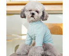 Dog Blouse Cartoon Animal Printing Two-legged Cotton Round Neck Pet T-Shirt Pullover for Summer-Cyan S