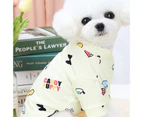 Puppy Pullover Cartoon Printing Round Neck Cotton Two-legged Pet T-Shirt Blouse for Daily Life-Light Yellow L
