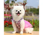 Dog Dress Flower Printing Buttons Closure Polyester Beautiful Teddy Wedding Skirt for Party-Rose Red S