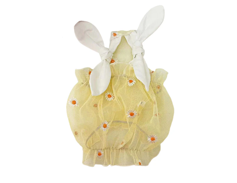 Pet Dress Mesh Design Elegant Breathable Puppy Strap Princess Dress for Outdoor-Yellow L