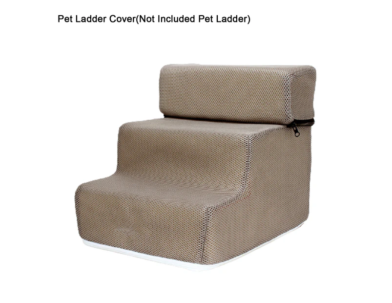 Pet Ladder Cover Detachable Comfortable Faux Leather Non-slip Dog Ramp Stairs Case for Puppy-Khaki