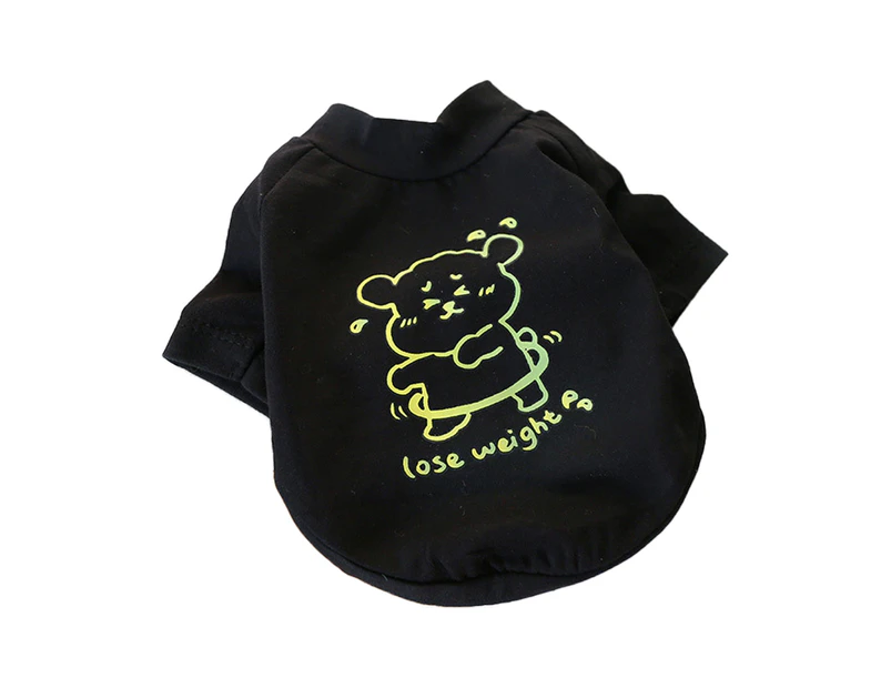 Pet T-shirt Cartoon Print Photography Prop Polyester Two-legged Dog Fluorescent T-shirt for Summer-Black M