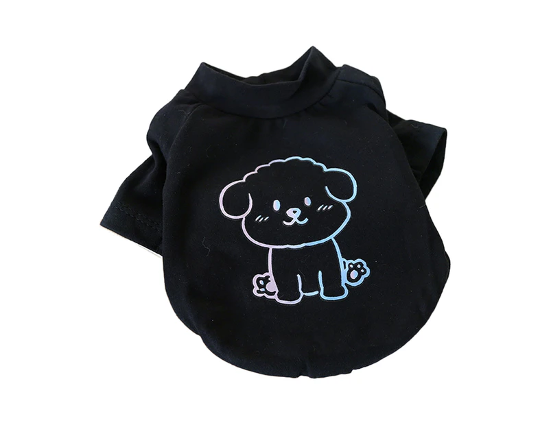 Pet T-shirt Cartoon Print Photography Prop Polyester Two-legged Dog Fluorescent T-shirt for Summer-Black 1 M