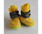 4Pcs Pet Shoes Solid Color Anti-slip Breathable Dog Mesh Boots for Summer-Yellow 45