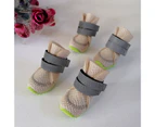 4Pcs Pet Shoes Solid Color Anti-slip Breathable Dog Mesh Boots for Summer-Cream Coloured 70