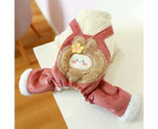Dog Overalls Patchwork Windproof Thickening Puppy Winter Warm Overalls Puppy Costume- L