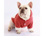 Pet Clothes Solid Color Keep Warmth Plus Fleece Pet Dogs Hooded Coat for WInter-Red XL