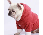Pet Clothes Solid Color Keep Warmth Plus Fleece Pet Dogs Hooded Coat for WInter-Red M