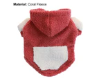 Pet Clothes Solid Color Keep Warmth Plus Fleece Pet Dogs Hooded Coat for WInter-Red 4XL