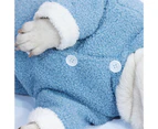 Pet Clothes Solid Color Keep Warmth Plus Fleece Pet Dogs Hooded Coat for WInter-Blue M