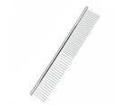 Pet Comb Smooth Edges Pet Hair Care Stainless Steel Dog Cat Hair Straight Row Comb Pet Grooming Tool-Silver S
