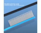 Pet Grooming Comb Rounded Teeth Tangles Removing Tip Tail Design Dual-use Long and Short Teeth Pet Hair Comb for Dogs Cats-Blue