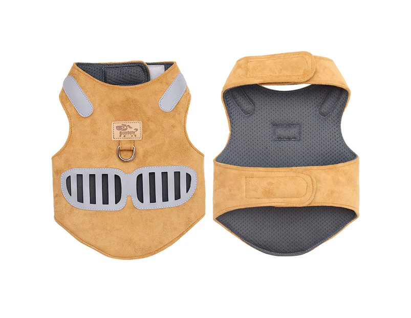 1 Set Pet Harness Adjustable Bright Reflective Surround Safe Professional Reflective Puppy Travel Harness Chest Strap for Park-Light Brown XS