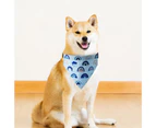 Dog Bandana Beautiful Print Adjustable Triangle Scarf Dog Saliva Towel Pet Scarf for Daily Dress Up-Blue L