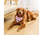Dog Bandana Beautiful Print Adjustable Triangle Scarf Dog Saliva Towel Pet Scarf for Daily Dress Up-Pink L