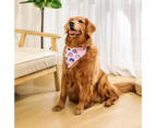 Dog Bandana Beautiful Print Adjustable Triangle Scarf Dog Saliva Towel Pet Scarf for Daily Dress Up-Pink L