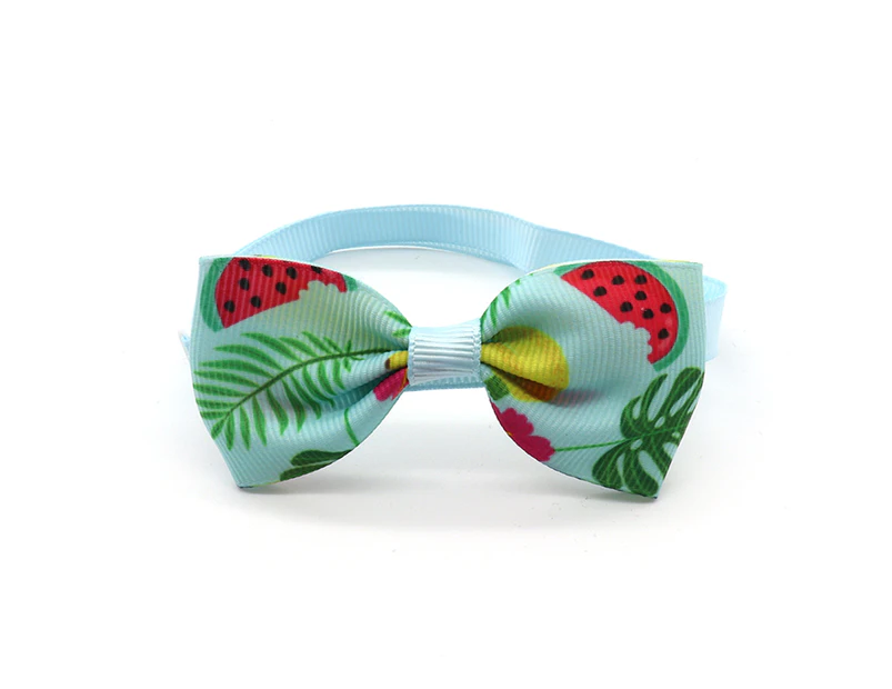 Pet Collar Bow Tie Easy-Wearing Printing Decorations Bowknot Dot Collar Tie Pet Accessories-Blue