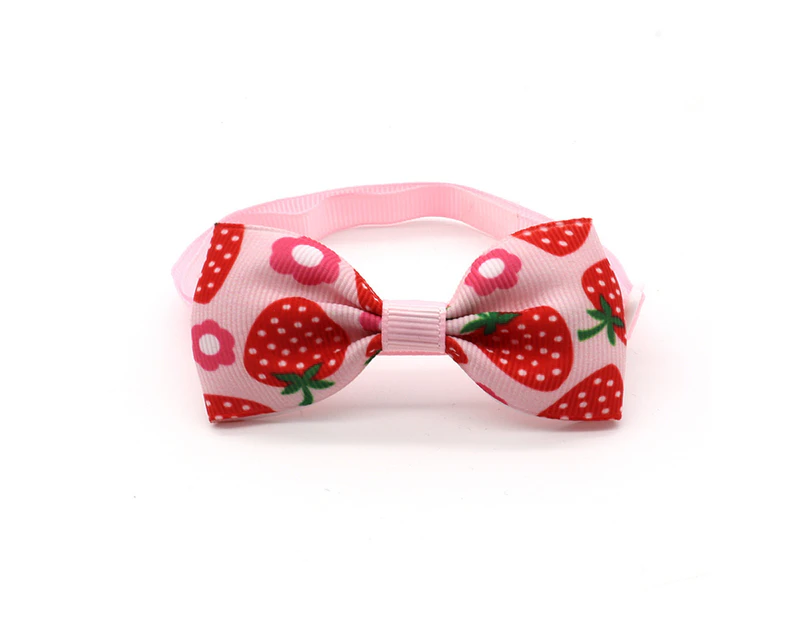 Pet Collar Bow Tie Easy-Wearing Printing Decorations Bowknot Dot Collar Tie Pet Accessories-Pink