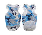 Pet Vest Camouflage Round Collar Sleeveless Pullover Type Comfy Dog Clothes for Outdoor -Blue XS
