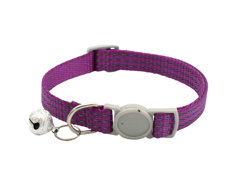 Pet Collar Breathable Reflective Lightweight Nicely Designed Dog Leash Breakaway with Bell for Training -Purple