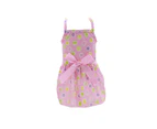 Pet Dress Plaid Dots Printing Bowknot Decor Square Collar Summer Kitty Clothes Dog Outfits for Home Wear -Pink XS