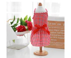 Pet Dress Plaid Dots Printing Bowknot Decor Square Collar Summer Kitty Clothes Dog Outfits for Home Wear -Red L