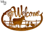 Willow & Silk 60.5cm Lasercut Welcome w/ Cow & Windmill Wall Art