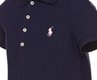 Polo Ralph Lauren Youth Stretch Mesh Polo Tee / T-Shirt / Tshirt - French Navy/Hint of Pink