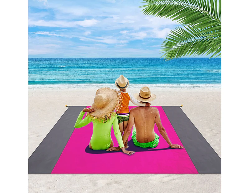 200*210cm Beach Blanket Sandproof Beach Mat Waterproof Quick Drying Outdoor Picnic Mat for Travel Camping Hiking,Rose