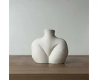 Luna Shape Rustic Ceramic Vase White