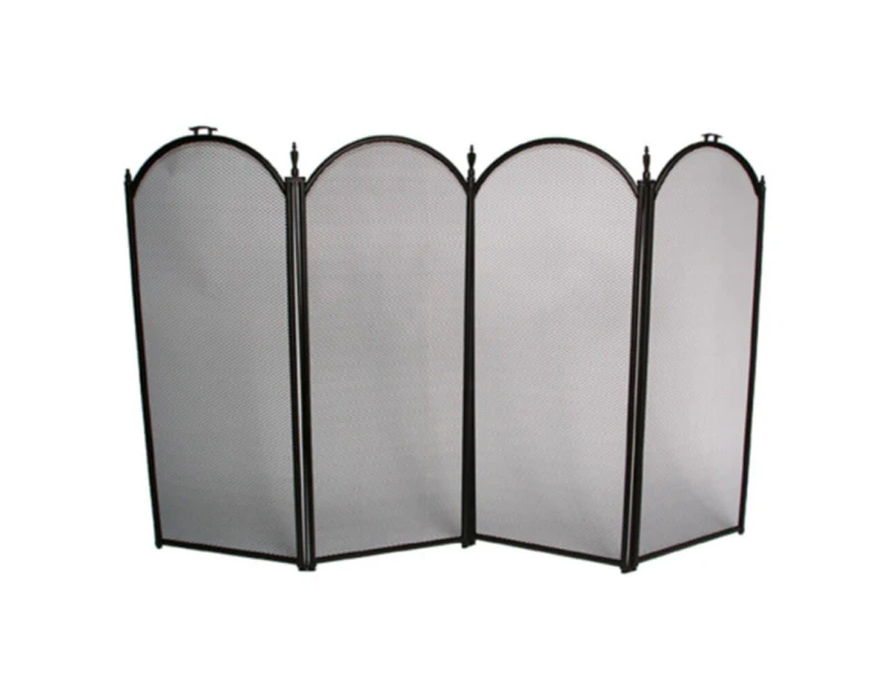FireUp 4 Fold Black Steel Fire Screen 33cm Panels (77cm H)