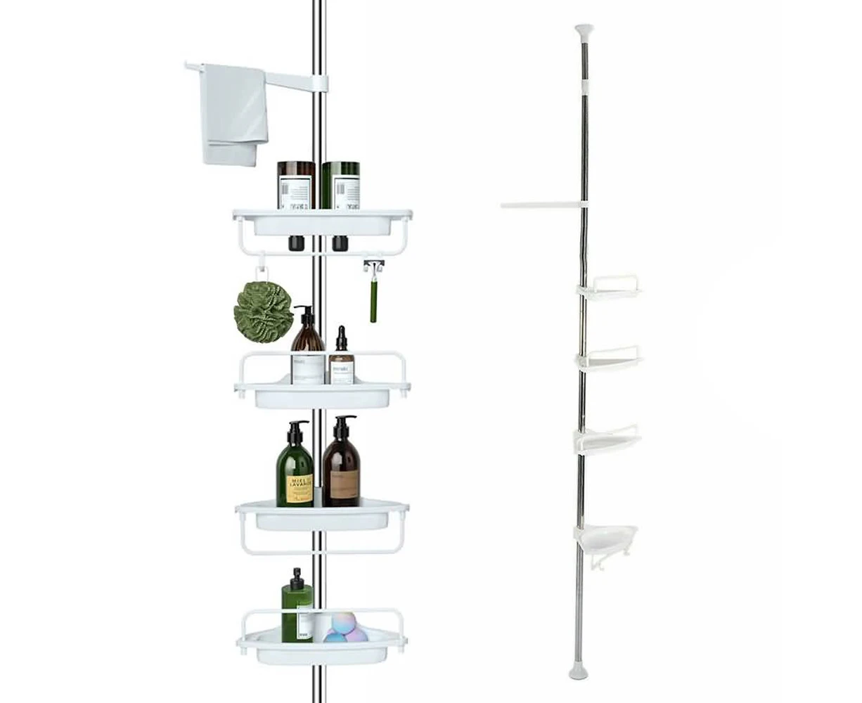 Rustproof Corner Shower Caddy for Bathroom - 4-Tier Adjustable Shelves with  Tension Pole - Shower Organizer for Bathroom Accessories - Up to 123 Inches  - Black Color