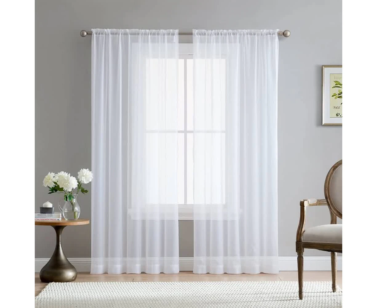 140x213cm 2 Panel Rod Pocket Sheer Curtains Organza Voile Curtain Window Drape