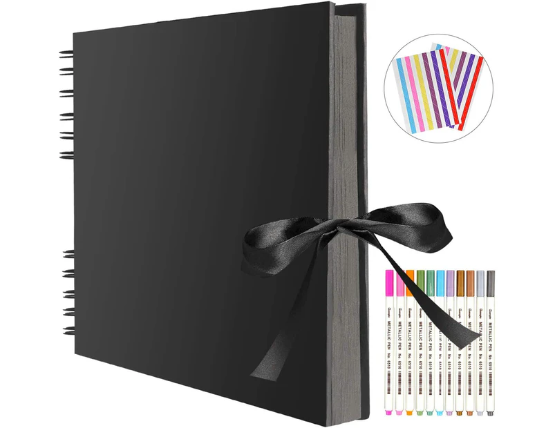 Photo album 80 black pages scrapbook photo album to design yourself 40 sheets 28 x20cm photo book to glue in DIY