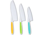 Knives for Kids 3-Piece Nylon Kitchen Baking Knife Set,Children's Cooking Knives in 3 Sizes & Colors/Firm Grip