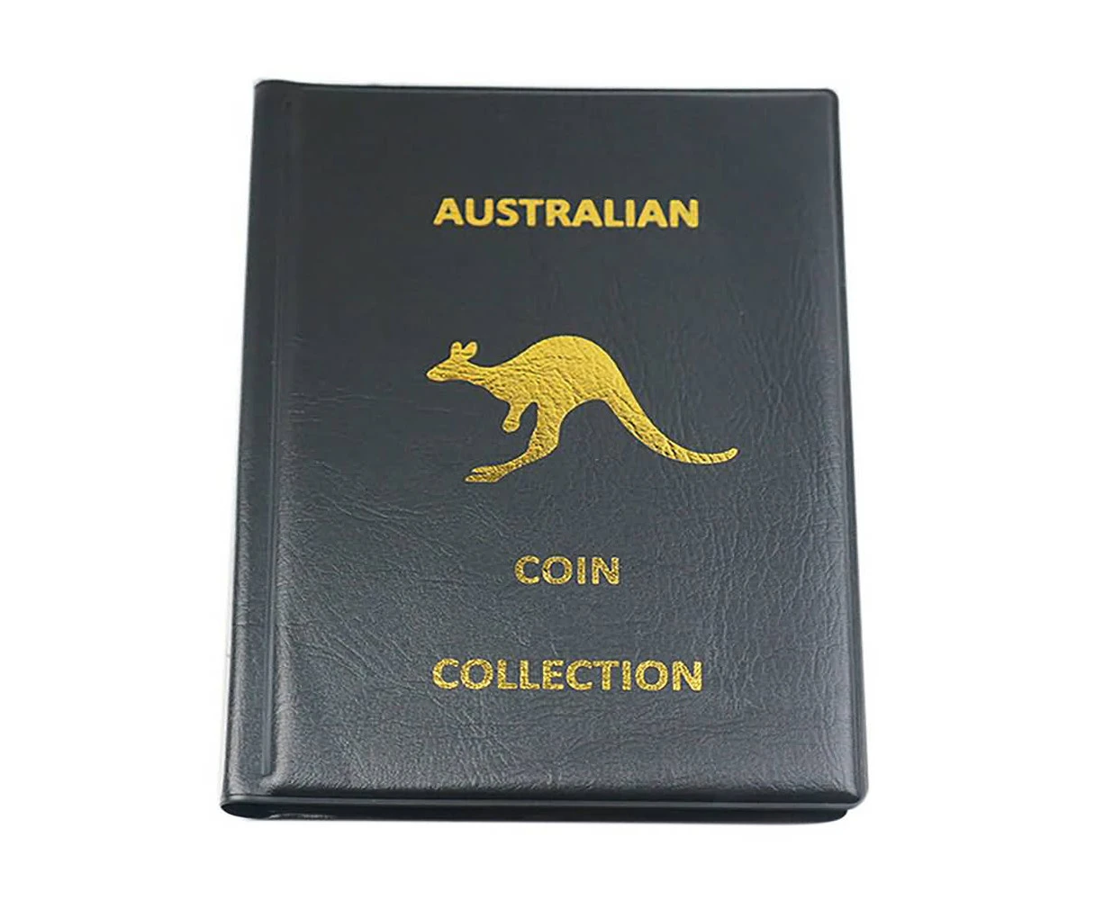 240 Coins Coin Album Australian Coin Collection Folder Book Holds Black Gold