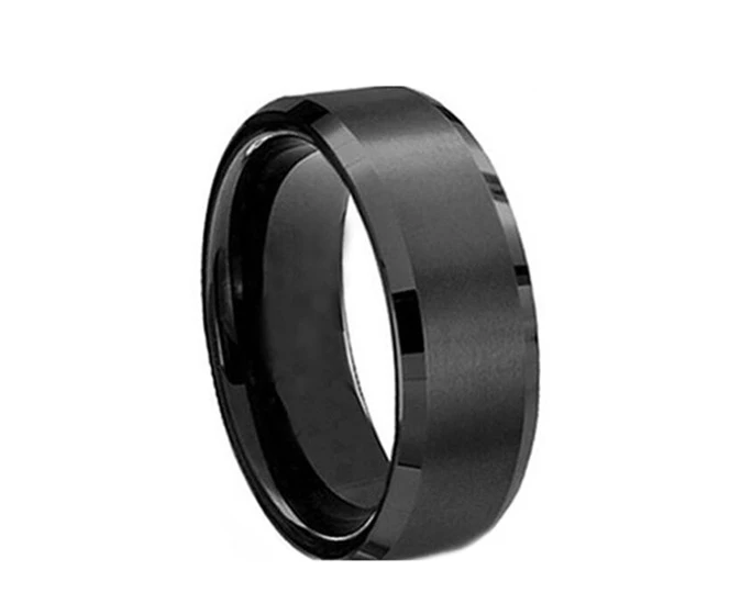 Fashion Unisex Titanium Steel Ring Wedding Band Couple Lovers Finger Jewelry-Black Titanium Steel