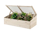 Costway Outdoor Wood Garden Mini Greenhouse Portable Raised Planter Box w/PVC Top Cover Vegetable Flower