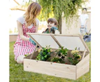 Costway Outdoor Wood Garden Mini Greenhouse Portable Raised Planter Box w/PVC Top Cover Vegetable Flower