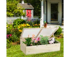 Costway Outdoor Wood Garden Mini Greenhouse Portable Raised Planter Box w/PVC Top Cover Vegetable Flower