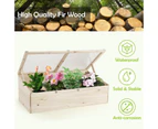 Costway Outdoor Wood Garden Mini Greenhouse Portable Raised Planter Box w/PVC Top Cover Vegetable Flower