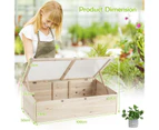 Costway Outdoor Wood Garden Mini Greenhouse Portable Raised Planter Box w/PVC Top Cover Vegetable Flower