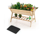 Costway 2-Tier Raised Garden Bed Wood Elevated Planter Box Vegetable Flower Herbs Terrace Patio Yard