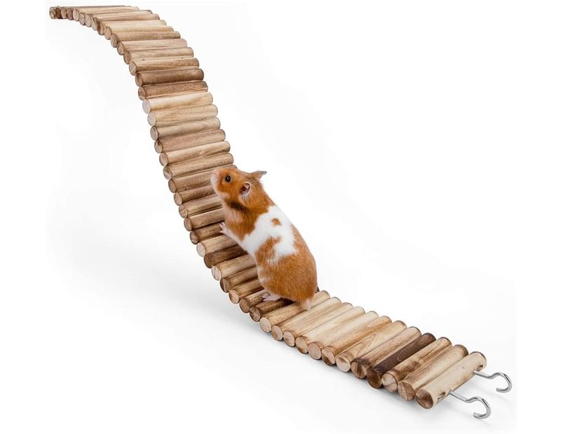 Pet Hamster Bridge Toy Wooden Colorful Ladder Climbing Pet Cage Accessories Chewing Toy for Chinchilla Ferret Rodents Small Animals 