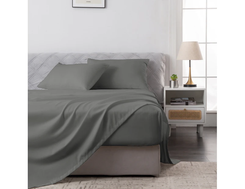 Justlinen Luxe Perfect Bamboo Blend Sheet Set Soft All Size Sheet-Dark Grey